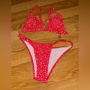 Red Floral Bikini Set